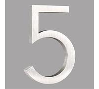 HASWARE Floating House Number 4 inch Stylish Door Numbers Alphabet Plaque Street Home Address Numerals (Small 5, Silver)