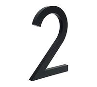 HASWARE Floating House Number 4 inch Stylish Door Numbers Alphabet Plaque Street Home Address Numerals (Small 2, Black)