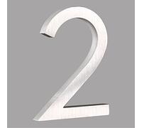 HASWARE Floating House Number 4 inch Stylish Door Numbers Alphabet Plaque Street Home Address Numerals (Small 2, Silver)