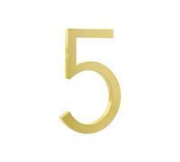 HASWARE Floating House Number 4 inch Stylish Door Numbers Alphabet Plaque Street Home Address Numerals (Small 5, Golden)