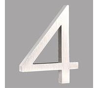 HASWARE Floating House Number 6 inch Stylish Door Numbers Alphabet Plaque Street Home Address Numerals (Silver, 4)
