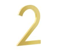 HASWARE Floating House Number 6 inch Stylish Door Numbers Alphabet Plaque Street Home Address Numerals (Golden, 2)