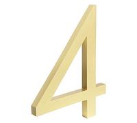 HASWARE Floating House Number 6 inch Stylish Door Numbers Alphabet Plaque Street Home Address Numerals (Golden, 4)