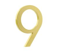 HASWARE Floating House Number 6 inch Stylish Door Numbers Alphabet Plaque Street Home Address Numerals (Golden, 9)