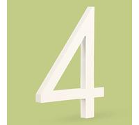 HASWARE Floating House Number 6 inch Stylish Door Numbers Alphabet Plaque Street Home Address Numerals (White, 4)