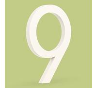 HASWARE Floating House Number 6 inch Stylish Door Numbers Alphabet Plaque Street Home Address Numerals (White, 9)