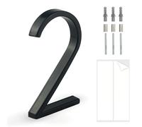 HASWARE Floating House Number Sign: 5 inch Modern Door Signage - Striking for Street Home Address Numerals (2, Black)