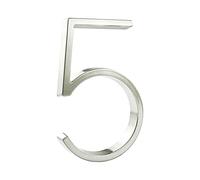 HASWARE Floating House Number Sign: 5 inch Modern Door Signage - Striking for Street Home Address Numerals (5, Silver)