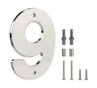 HASWARE Floating House Number Sign for Home - 5 Inch Modern Numerous Easy DIY Installation for Post Street (Silver Brushed, 9)