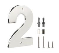 HASWARE Floating House Number Sign for Home - 5 Inch Modern Numerous Easy DIY Installation for Post Street (Silver Brushed, 2)