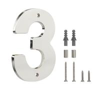 HASWARE Floating House Number Sign for Home - 5 Inch Modern Numerous Easy DIY Installation for Post Street (Silver Brushed, 3)