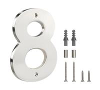 HASWARE Floating House Number Sign for Home - 5 Inch Modern Numerous Easy DIY Installation for Post Street (Silver Brushed, 8)