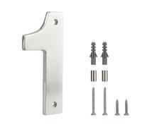 HASWARE Floating House Number Sign for Home - 5 Inch Modern Numerous Easy DIY Installation for Post Street (Silver Brushed, 1)