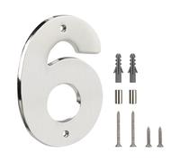HASWARE Floating House Number Sign for Home - 5 Inch Modern Numerous Easy DIY Installation for Post Street (Silver Brushed, 6)