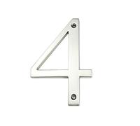 HASWARE House Number Sign 4 inch (10 cm) Modern Door Numbers Signage Plaque Street Home Address Numerals Zinc Alloy (4, Silver)