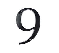 HASWARE House Number Sign 4 inch (10 cm) Modern Door Numbers Signage Plaque Street Home Address Numerals Zinc Alloy (9, Black)