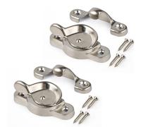 HASWARE Metal Window Sash Lock - Catch Latch Fitch Fastener with Fixing Screws, Weatherproof and Rust-Resistant Design for Cottages Apartments Rental Homes (2 Pack - Brush Silver)