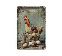 Hasweerg Farmhouse Chicken & Eggs Poster Metal Aluminium Tin Sign Wall Decor Home Bar Kitchen Coffee Man Cave Garage Wall Decor Art Tin Sign 5.5x8 Inch
