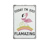Hasweerg Funny Pink Flamingo Decor Metal Tin Sign Today I'm Just Flamazing Vintage Wall Decor Bicycle Floral Art Poster Home Bar Kitchen Coffee Man Cave Garage Wall Decor Art Tin Sign 5.5x8 Inch