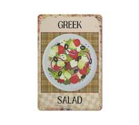 Hasweerg Greek Salad Wall Art Mediterranean Food Poster Fresh Home Kitchen Decor Summer Vibes Fun Office Wall Art Poster Home Bar Kitchen Coffee Man Cave Garage Wall Decor Art Tin Sign 8x12 Inch