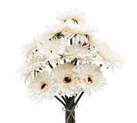 HASWITDA 12PCS Artificial Gerbera Flower Single Stem Bloom Bouquet Plastic Silk Fake Decorative Flora Outdoor Indoor Home Garden Office Hotel Wedding Party Cream White