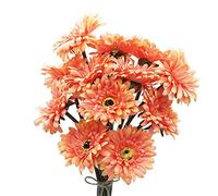 HASWITDA 12PCS Artificial Gerbera Flower Single Stem Bloom Bouquet Plastic Silk Fake Decorative Flora Outdoor Indoor Home Garden Office Hotel Wedding Party Orange