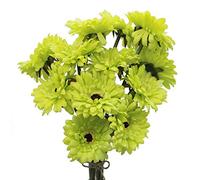 HASWITDA 12PCS Artificial Gerbera Flower Single Stem Bloom Bouquet Plastic Silk Fake Decorative Flora Outdoor Indoor Home Garden Office Hotel Wedding Party Green