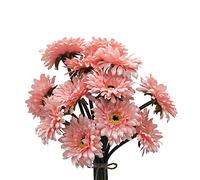 HASWITDA 12PCS Artificial Gerbera Flower Single Stem Bloom Bouquet Plastic Silk Fake Decorative Flora Outdoor Indoor Home Garden Office Hotel Wedding Party Cream Pink