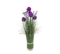 HASWITDA Artificial Faux Floral Grass Bouquet Small Fake Flower Plant Arrangements Free Standing Table Centrepiece Decoration Outdoor Garden Indoor Home Office Hotel Party Wedding Ornament Purple