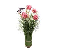HASWITDA Artificial Faux Floral Grass Bouquet Small Fake Flower Plant Arrangements Free Standing Table Centrepiece Decoration Outdoor Garden Indoor Home Office Hotel Party Wedding Ornament Pink