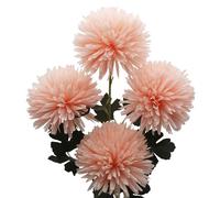HASWITDA Artificial Silk Large Chrysanthemum 5.5” Flower Heads with 25” Long Stem Tall Faux Hydrangea Flora Bouquet Fake Ball Decorative Arrangement for Indoor and Outdoor 4 Stems Light Pink