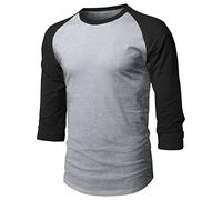 Hat and Beyond Mens Baseball Raglan 3/4 Sleeve Plain Casual Tee Basic Active T Shirts (Medium, 1hc08_Gray/Black)