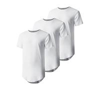 Hat and Beyond Mens Basic Hipster T Shirts Hip Hop Soft Longline Tee - White - XXL