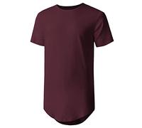 Hat and Beyond Mens Hipster Curve Hem Droptail Tee Premium Longline T Shirts, 1hc01_wine, 3XL