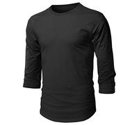 Hat and Beyond Mens Vintage Baseball Raglan 3/4 Sleeve Plain Casual Tee Basic Active T Shirts, 1hc08_black/Black, Large