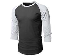 Hat and Beyond Mens Vintage Baseball Raglan 3/4 Sleeve Plain Casual Tee Basic Active T Shirts, 1hc08_black/White, 3XL