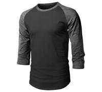 Hat and Beyond Mens Vintage Baseball Raglan 3/4 Sleeve Plain Casual Tee Basic Active T Shirts, 1hc08_black/Charcoal, XL