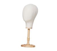 Hat and Cap Display Stand Mannequin Head Model for Styling Salon Wigs Making, Beige, 56.5cm Wood Base