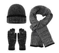 Hat and Scarf Set for Women 3 PCS Winter Knitted Beanie Earmuffs Screen Gloves Beige Green Blue Khaki Thermal Socks 3 In1 Warm Cap Soft Fleece Brushed Inner Lining Circle Neck Warmer Thicken mittens