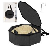 Hat Box for Travel and Storage, 17" D x 7" H Foldable Hat Case with Handles and Shoulder Strap hat Storage Box with Cardbord Dust Proof Lid Cowboy Cap Organizer Boxes for Closet or Travel (Black)
