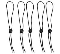 Hat Chin Cord, Black Flexible Removable Hat Chin Strap with Spring Loaded Stop Cord Lock,Pack of 5, Black, 11.8inch