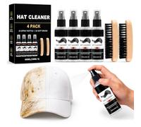 Hat Cleaning Kit for Baseball Caps, Stain Remover Spray for Hats, Sweat Stain & Odor Eliminator, Gentle Fabric Cleaner with Brush, No Rinse Formula for Cap Care, Professional Headwear Cleaner