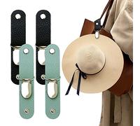 Hat Clip for Travel on Bag/Luggage, PU Leather Multifunctional Duckbill Clip, Outdoor Hat Companion, Bkx2&bux2, 8