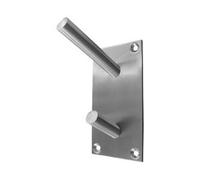 Hat & Coat Hook On Rectangular Plate - Satin Stainless Steel