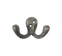 Hat & Coat Hooks/Double Robe Hooks Traditional Hand Forged Pewter Finish (55mm Double Robe Hook)