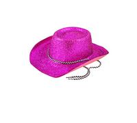 HAT COWBOY GLITTER PINK W/CORD ADULT