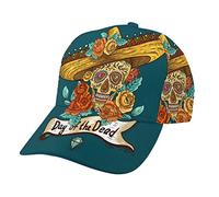 Hat Day of The Dead Baseball Cap Floral Background with Skull in Sombrero Mexican Style Indigo Adjustable Snapback Hats Ball Hat Sport Caps for Men Women Fashionable