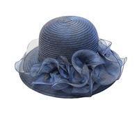 Hat Derby Hat for Women Fascinator Bridal Shower Fascinator Organza Tea Party Wide Brim Sunhat Organza Tea Party for Women Navy Blue