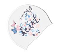 Hat for Long Hair Silicone Waterproof Pool Hat with Ear Cover Shape and Flower Butterfly Pattern for Adult Swimmers and Beach Silicone Swimming Long Hair Cap Ear Cover Waterproof Pool Training Beach