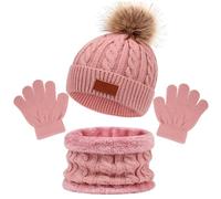 Hat Gloves Scarf Set, Kids Hat and Gloves Set - Kids Knitted Neck Warmer - Cosy Hand Warmer Cover, Warm Hat, Wrap Collar, Neck Gaiter for Skiing, Leather Powder Set, Siehe Beschreibung